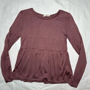 Pink Republic Junior’s Peplum Dusty Rose Long Sleeve Top in size medium